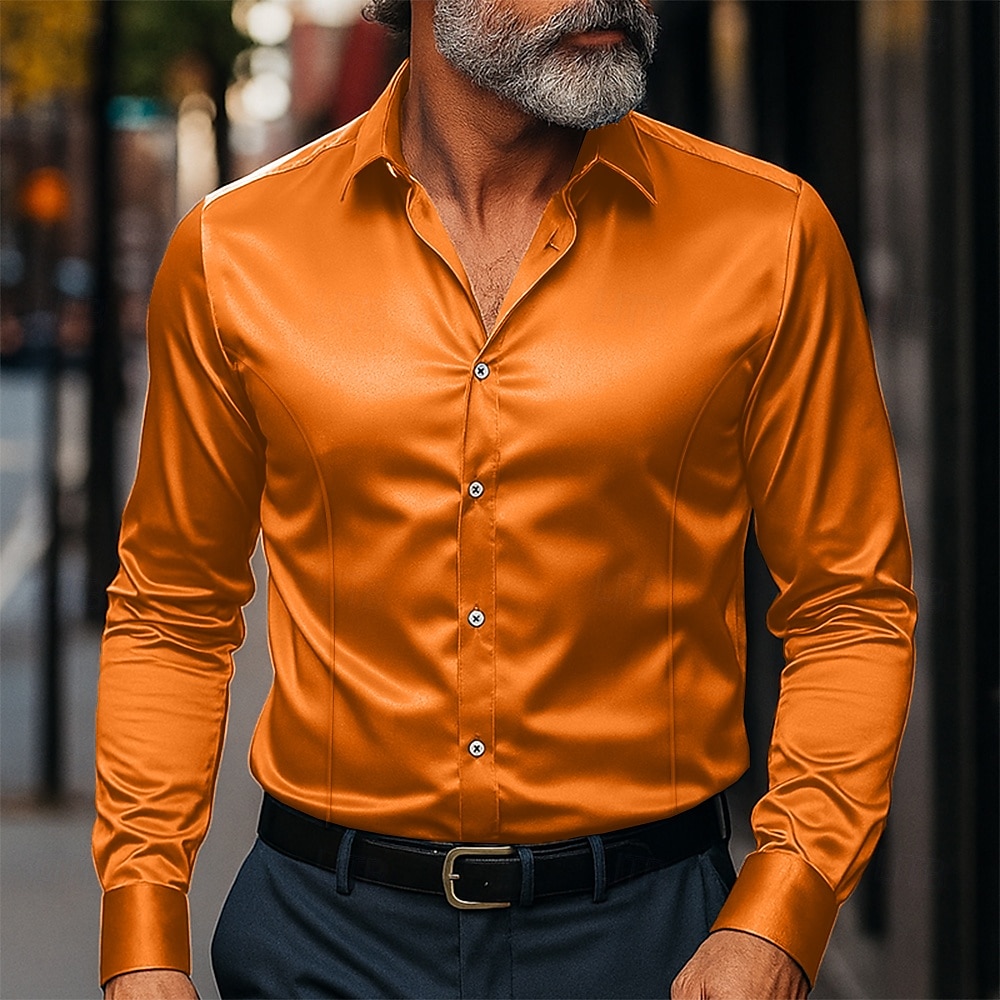 Per uomo Camicia Come la seta Camicia in raso Camicia elegante Camicia casual Camicia con Bottoni Semplice Formale Affari Nero Bianco Giallo Rosa Manica Lunga Bavero Primavera & Autunno Tutte le del 2025 a $21.99 –P15