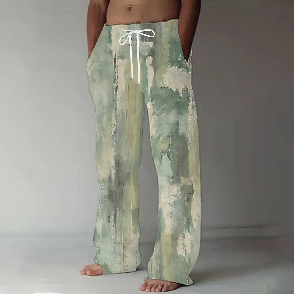 Per uomo Colore sfumato Arte astratta Pantaloni Pantaloni casual Pantaloni Larghi Misura del girovita medio Casual All'aperto Vacanza Coulisse elastica in vita Pantaloni tipo lino con tasche del 2026 a $27.99 –P5
