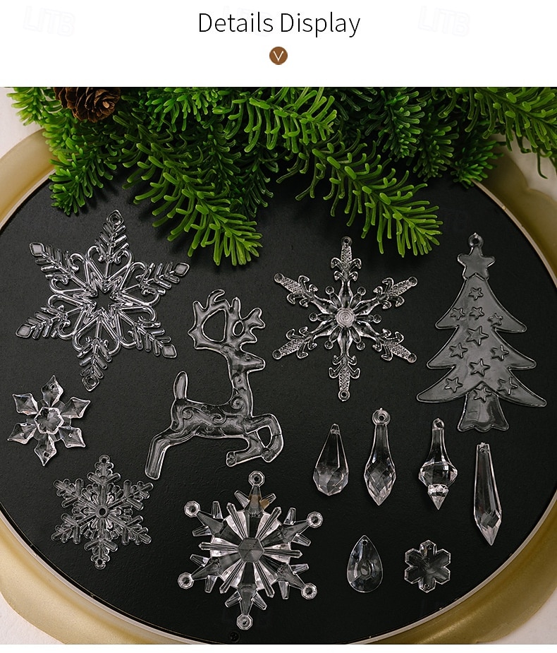 8 buc ornamente de cristal pentru brad de Crăciun - ornamente de cristal acrilice suspendate în formă de țurțuri de zăpadă de Crăciun pentru brad de Crăciun, articole de petrecere de iarnă pentru Anul 2025 - $11.49 –P1