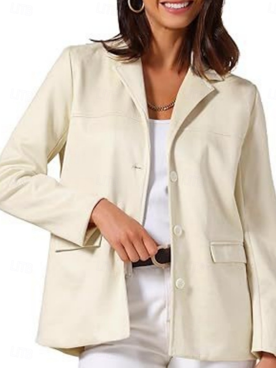 Femmes Veste Décontractée Confortable Respirant Boutons ancien Occasionnel Uni Vacances Rue Occasionnel Tenue quotidienne Simple Boutonnage Régulier Col Rabattu Coupe régulière manche longue de 2025 ? $33.99 –P17