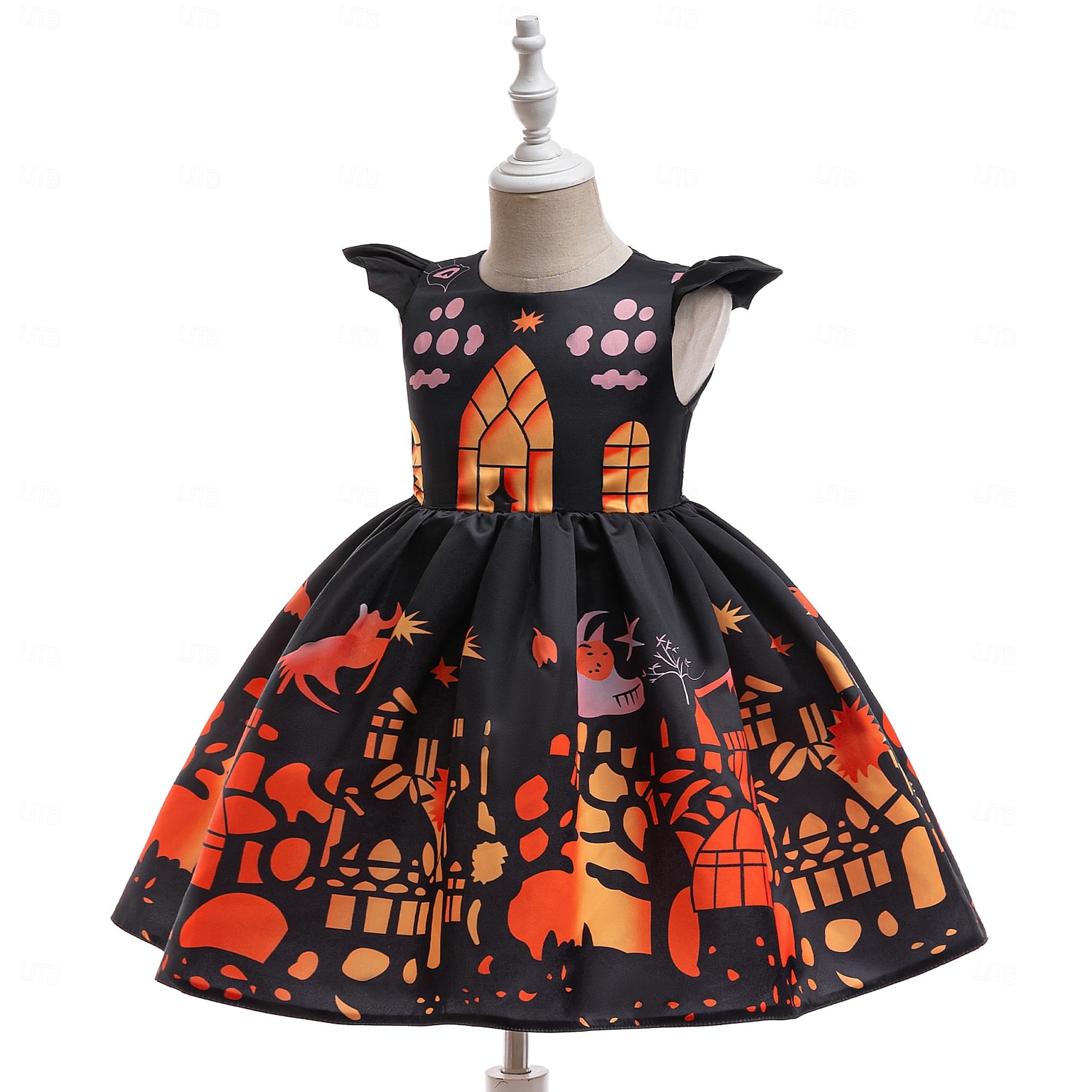 Kinder Mädchen Partykleid Grafik Ärmellos Besonderer Anlass Prinzessin Polyester Partykleid Sommer Frühling 3-10 Jahre Orange 2025 - $33.99 –P1