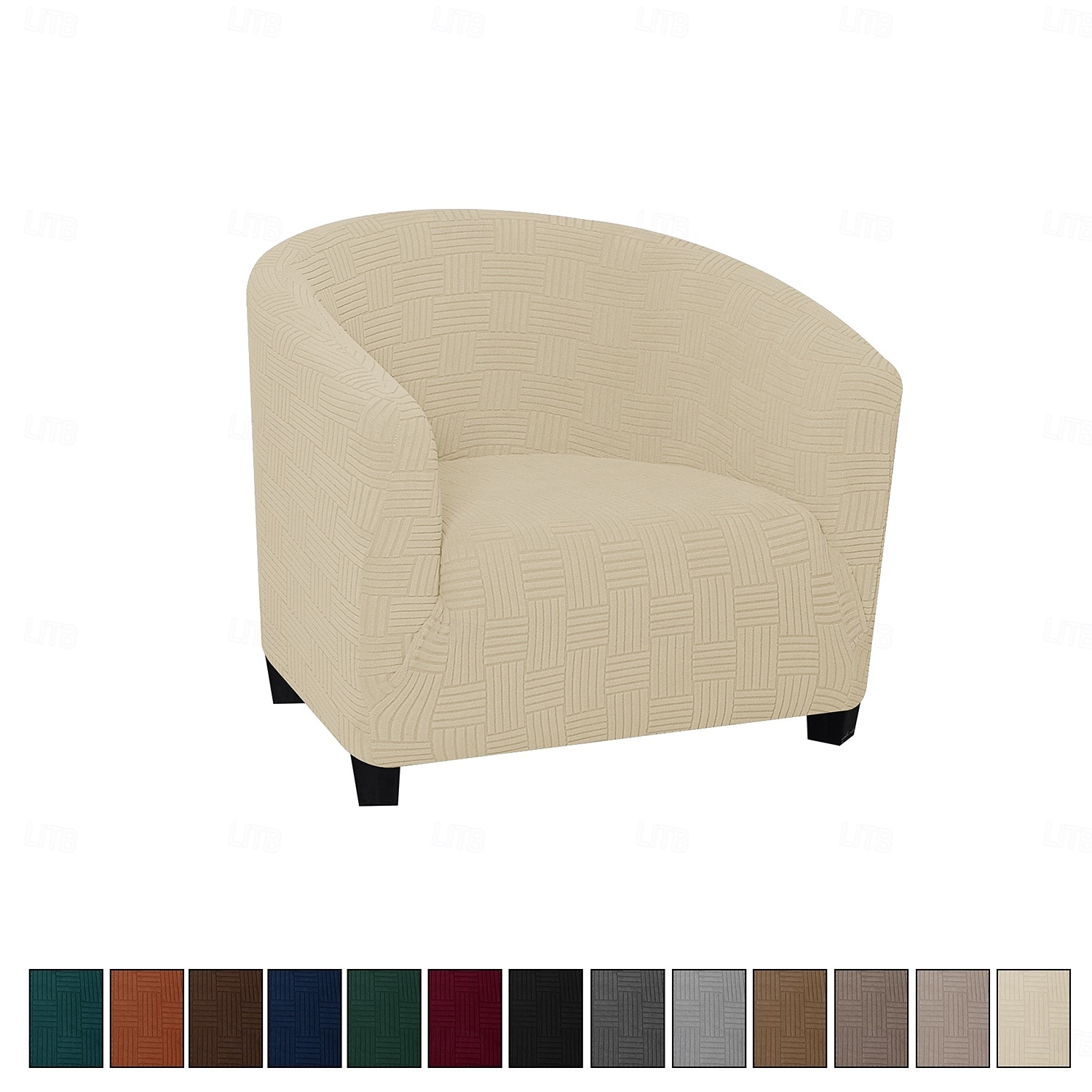 Housse de fauteuil demi-ronde rembourrée avec coutures en grille 5x5, fauteuil lounge incurvé monobloc pour salon ou chambre de 2026 ? $25.99 –P4