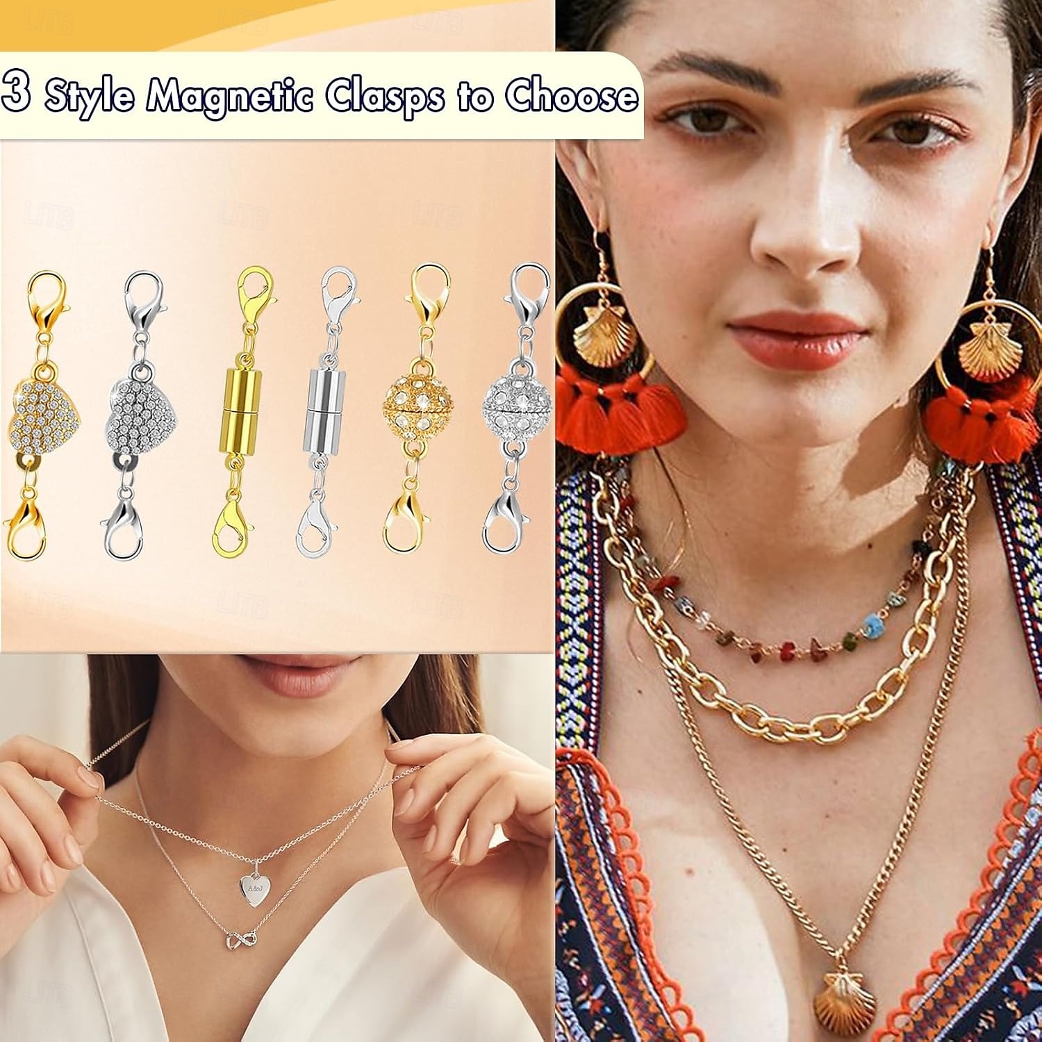 Pacote com 12 fechos e fechos magnéticos para colar. Extensor de joias com ímã forte. Fecho magnético para colar, ideal para fazer pulseiras e colares. Banhado a ouro e prata. de 2025 por $11.99 –P5