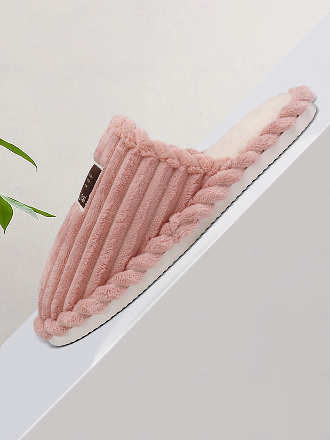 Rosa plyschtofflor för dam med bred vidd – mysiga inomhustofflor med vadderad sula för hemmet, studentboendet och avslappnad avkoppling 2025 - $6.99 –P1