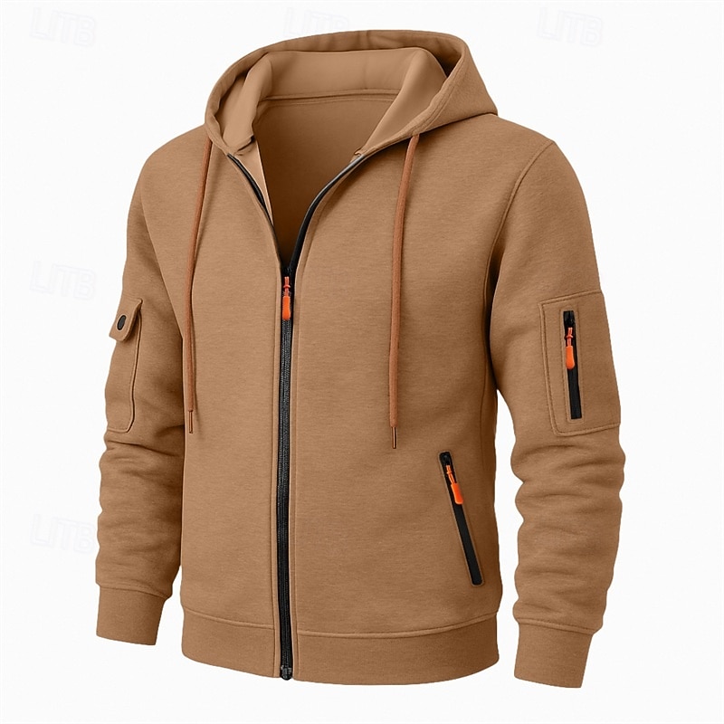 Hombre Sudadera Sudadera con capucha y cremallera completa Sudadera con capucha de lana Sudadera táctica con capucha Negro Azul Marino Caqui Gris Claro Gris Oscuro Con Capucha Plano Cremallera 2025 - $23.99 –P3