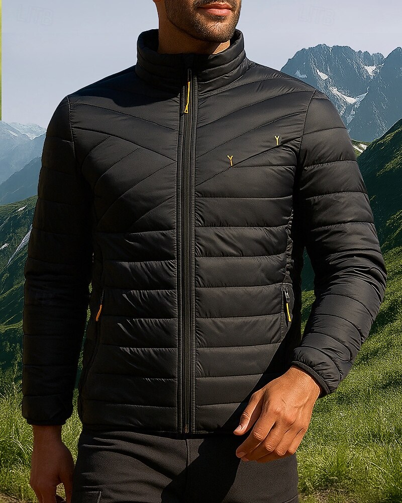Men's Puffer Jacket Thermal Jacket Outdoor Thermal Warm Hiking Outfits Hiking Clothes Winter Autumn / Fall Top Camping / Hiking / Caving Running Solid Color Black Dark Blue Grey 2025 - $62.99 –P3