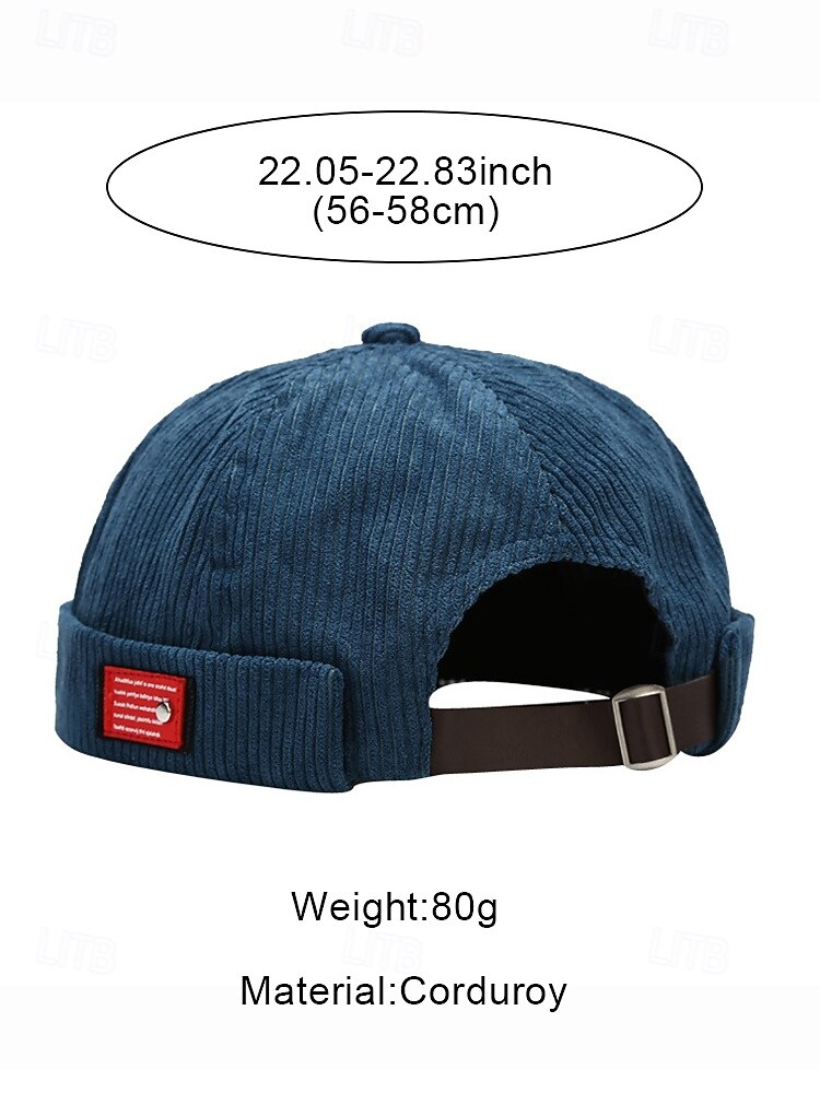 Men's Corduroy Docker Cap with Adjustable Strap – Stylish Ribbed Knit Hat for Everyday Wear, Outdoor Activities and Street Fashion 2026 - $11.99 –P11