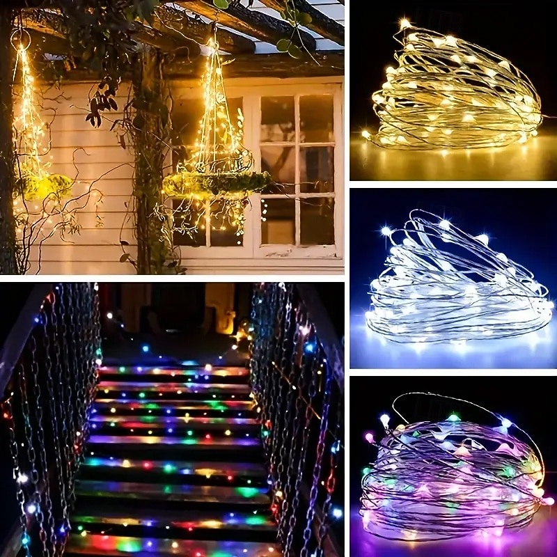 10 db 5 m/16,4 láb 50 led sugár tündérfényfüzér halloween karácsony Valentin nap újév esküvői party fesztivál beltéri és kültéri dekoráció rézdrótos fények usb tápegység ip44 vízálló 2025 - $20.99 –P3