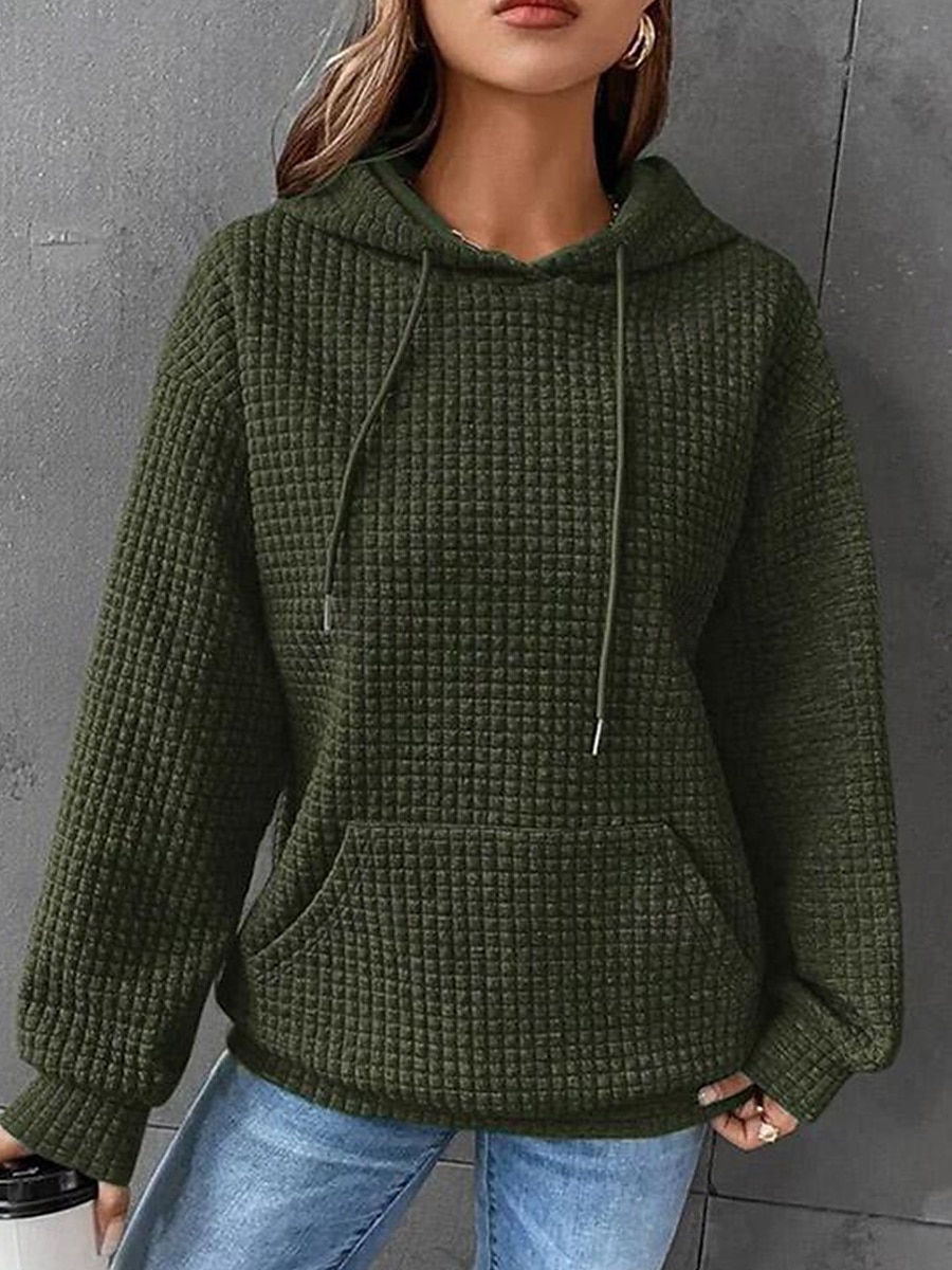 Femmes Sweats à capuche Uni Occasionnel manche longue À capuche Hauts Réguliers Rue Tenue Quotidienne Avec Poches Imprimé Noir Blanche Rose Claire Vert Véronèse Bleu de minuit Automne Hiver de 2025 ? $25.99 –P5