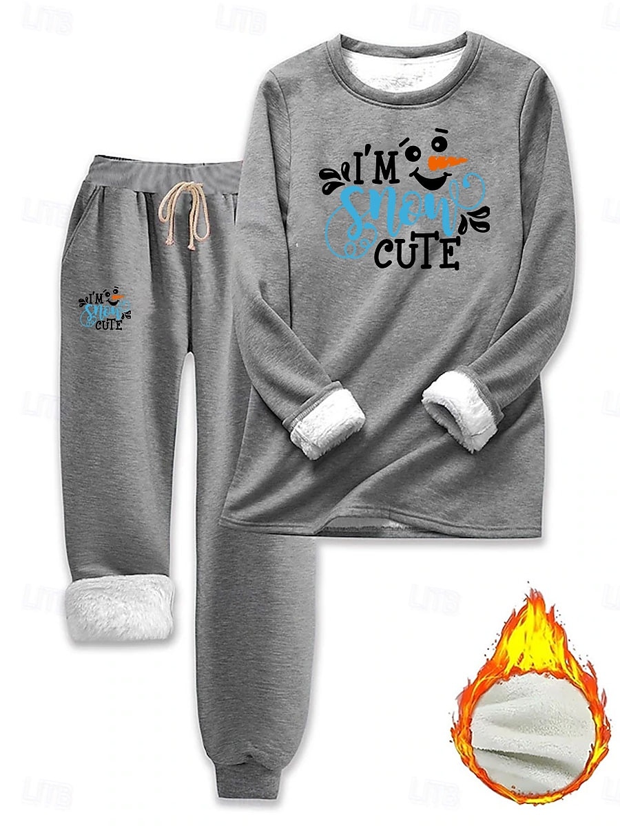 Damen Elegant Warm Mode Zweiteilige Sets Trainingsanzug Hosen-Sets Langarm Bischofsärmel Rundhalsausschnitt Grafik Buchstabe Druck Outdoor Urlaub Täglich Rosa Blau Grau Frühling Normale Passform 2025 - $41.99 –P1