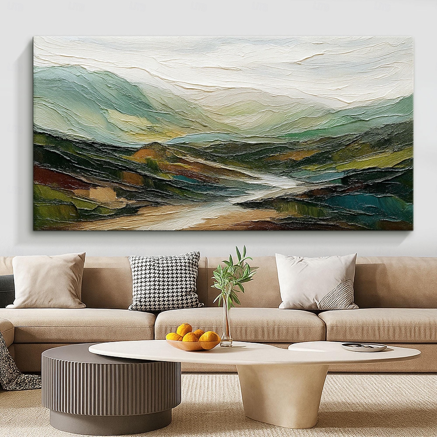 Pintura a óleo original de montanha sobre tela 3D, arte verde, pintura minimalista de paisagem, textura abstrata, arte de parede verde, decoração de parede grande de 2026 por $36.99 –P4