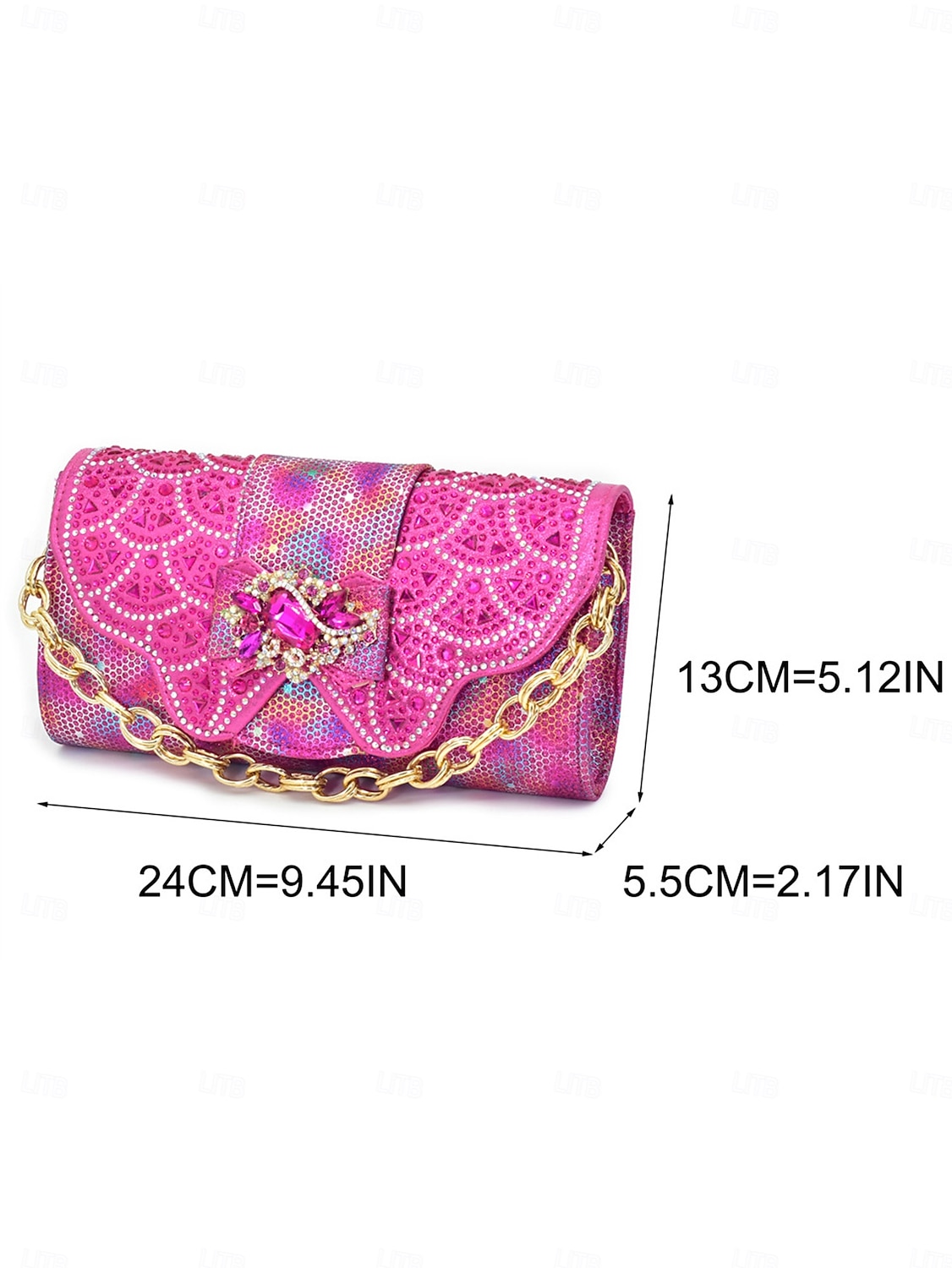 Conjunto de sapatos de salto alto com strass dourados e clutch combinando para mulheres, traje de festa brilhante e enfeitado para coquetéis de 2025 por $89.99 –P7