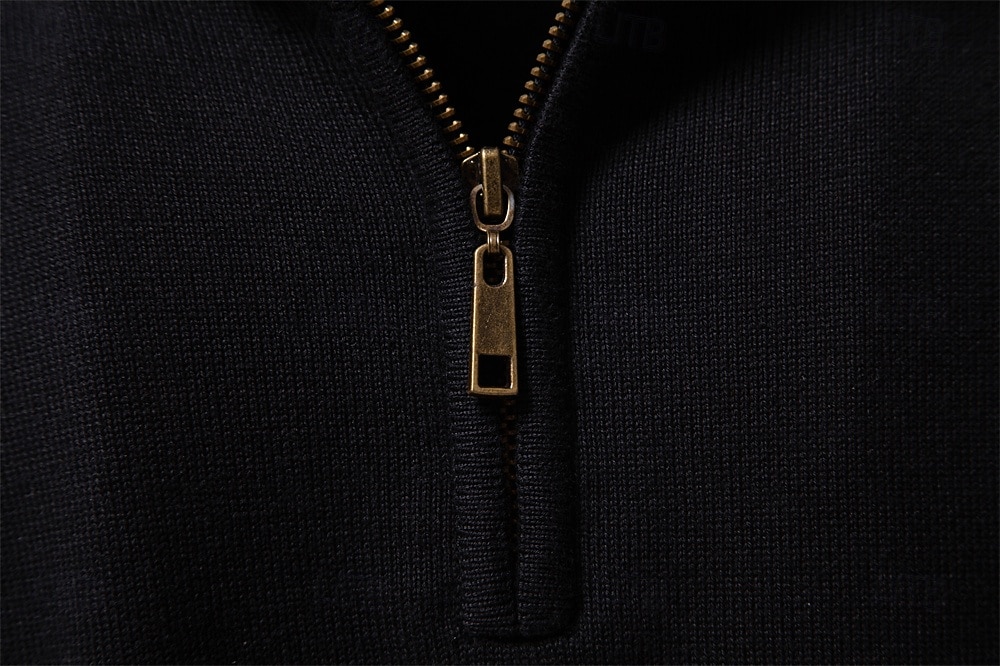 Homens Pulôver Tricotar Tops regulares Half Zip Listas Tecido Colarinho Clerical Legal Pulôver Escola Férias Roupa Primavera Outono Preto Azul Marinho Escuro S M L de 2026 por $53.99 –P3