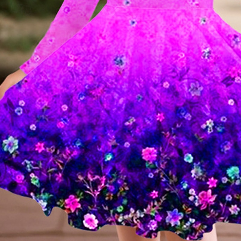 Flickor 3D Blomma Klänning Långärmad Sommar Vår Semester Dagligen Helgdag Prinsessa Skön Ljuv Barn 4-12 år Vardagsklänning A linjeklänning Knälång Normal 2025 - $16.99 –P9