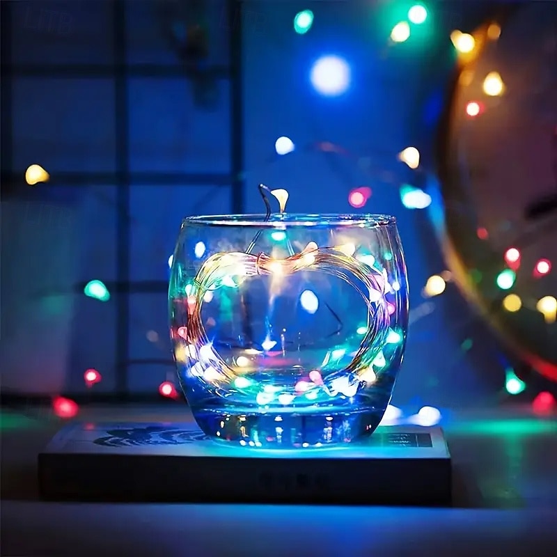10 db 5 m/16,4 láb 50 led sugár tündérfényfüzér halloween karácsony Valentin nap újév esküvői party fesztivál beltéri és kültéri dekoráció rézdrótos fények usb tápegység ip44 vízálló 2025 - $20.99 –P1