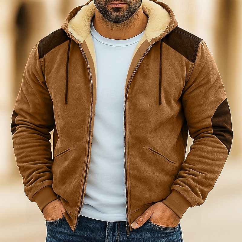Per uomo Felpa con cappuccio Felpa con cappuccio a zip intera Felpa con cappuccio in pile Felpa con cappuccio foderata in pile Blu Marrone Verde Cachi Con Cappuccio Semplice Patchwork Blocco di colore del 2025 a $43.99 –P4