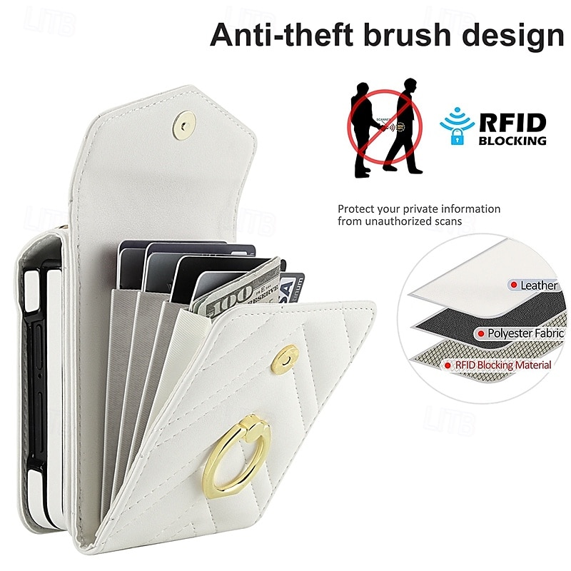 Phone Case For Samsung Galaxy Z Flip 7 Z Flip 6 Z Flip 5 Z Flip 4 Wallet Case with Lanyard Card Slot Ring Buckle Retro TPU PU Leather 2026 - $30.99 –P4