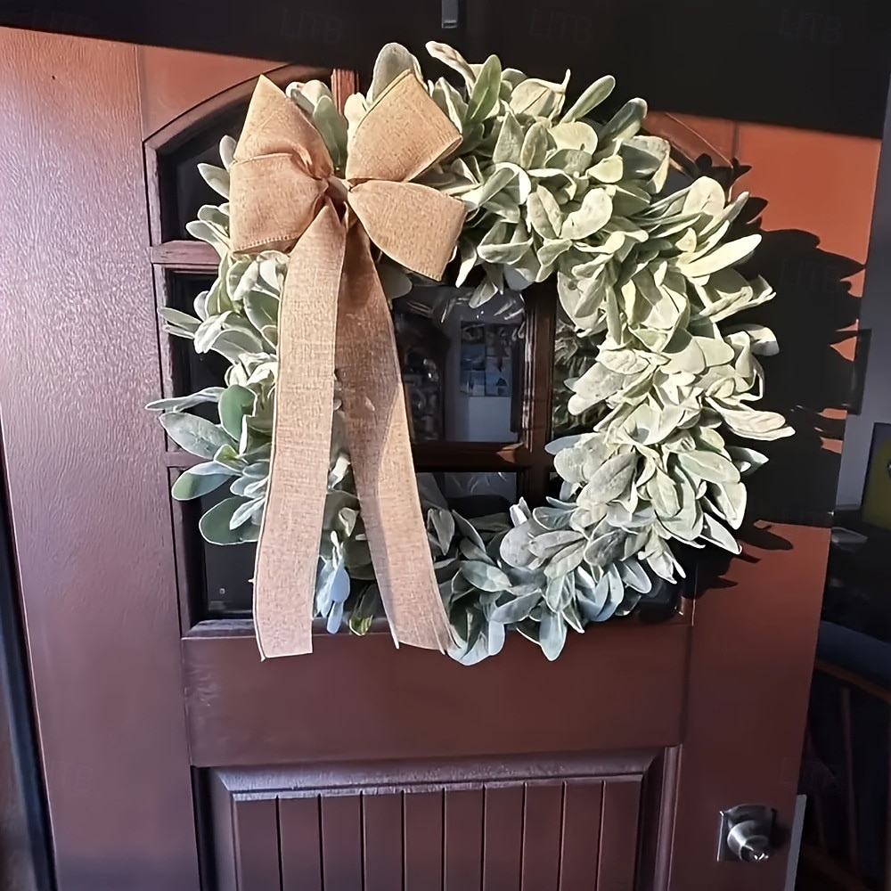 2026年 玄関用のクリスマスリース、人工の緑の羊の耳の葉のガーランド、フェイク植物のつる、庭のドアの吊り下げ、リビングルームと窓の壁の装飾  コレクション – $31.99 –P8