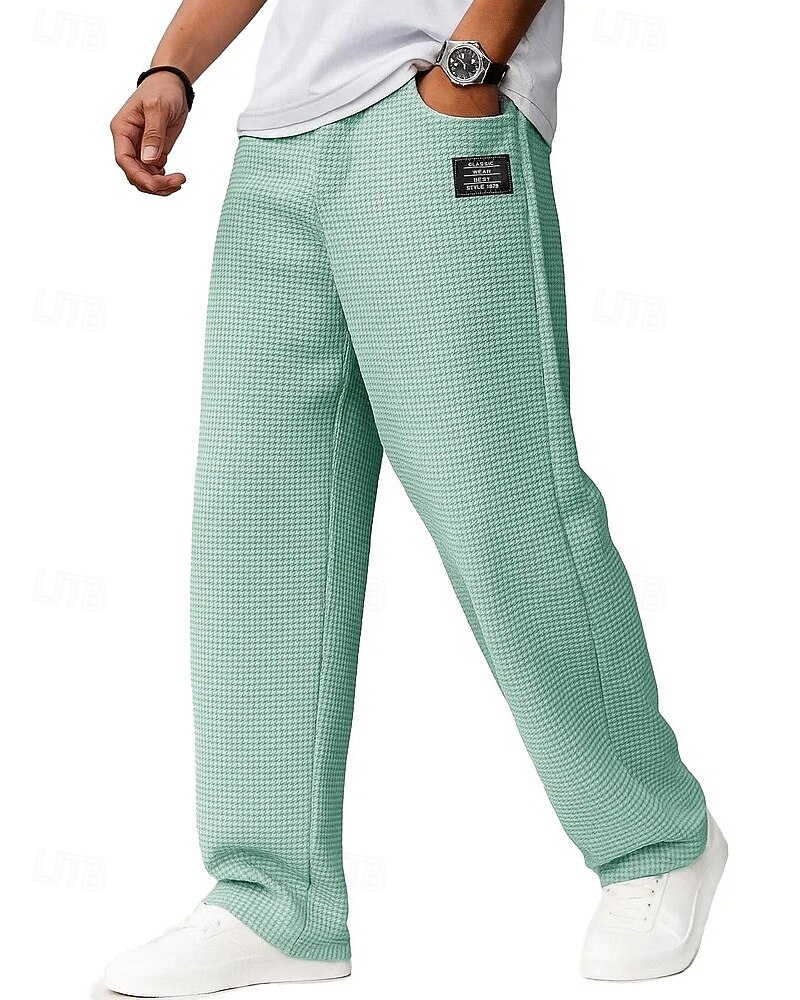 Pánské Tepláky Kalhoty Vaflové kalhoty Šňůrky Kapsy Elastický pas Bez vzoru Pohodlné Denní Outdoorové sporty Módní Na běžné nošení Tmavěhnědá Černá Lehce elastické 2026 - $25.99 –P10