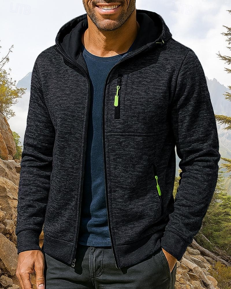 Men's Hiking Jacket Sport Jacket Outdoor Thermal Hiking Outfits Hiking Clothes Winter Autumn / Fall Top Camping / Hiking / Caving Running Solid Color Dark Grey Black Army Green 2026 - $25.99 –P4