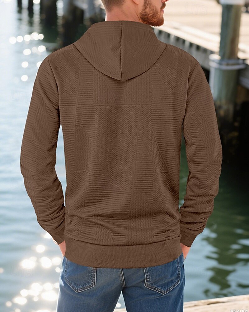 Homens Moletom Moletom com capuz Preto Branco Amarelo Azul Marinha Café Com Capuz Tecido Jacquard Com Cordão Bolsos Estriado Desportos e Ar livre Diário Feriado Poliéster Roupa de rua Básico Casual de 2025 por $23.99 –P2