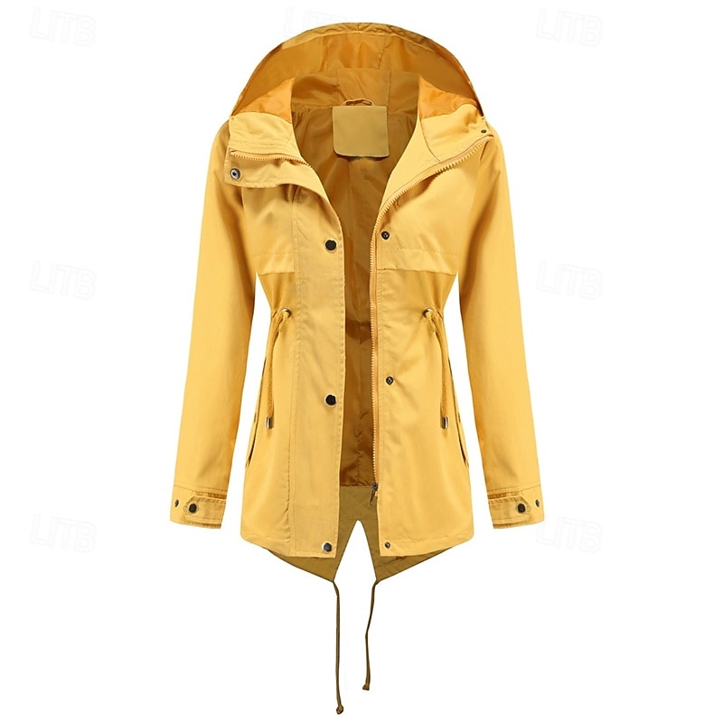 Mulheres Jaqueta casual Jaquetas de chuva impermeáveis Capas de chuva Prova-de-Água A Prova de Vento Zíper Bolsos Moda Ao ar livre Tecido Para Noite Final de semana Zíper Padrão Com Capuz Normal de 2025 por $32.99 –P3