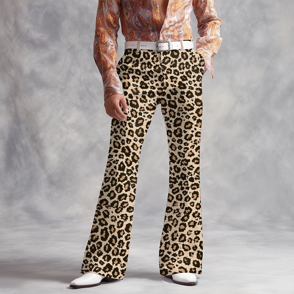 Per uomo Leopardato Pantaloni da discoteca Pantaloni a zampa d'elefante anni '60 e '70 Misura del girovita medio Vintage Retrò All'aperto Vacanza Feste Tasche Laterali Pantaloni a gamba svasata del 2026 a $29.99 –P3