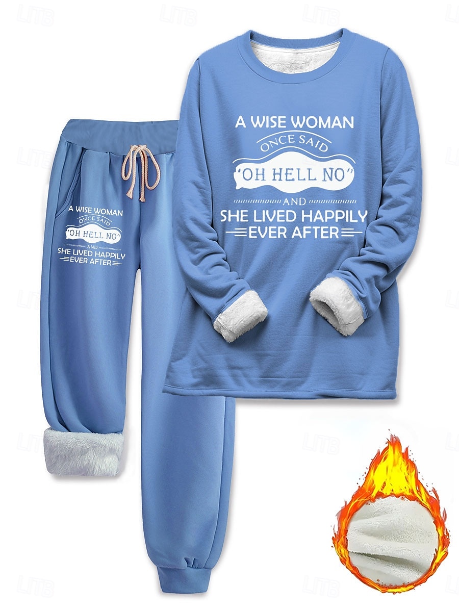 Femmes Élégant Chaud Mode Ensembles deux pièces Survêtement Ensembles de Pantalons manche longue Manche Évêque Col ras du cou Graphique Lettre Imprimé Extérieur Vacances Quotidien Noir Rose Claire de 2025 ? $41.99 –P6