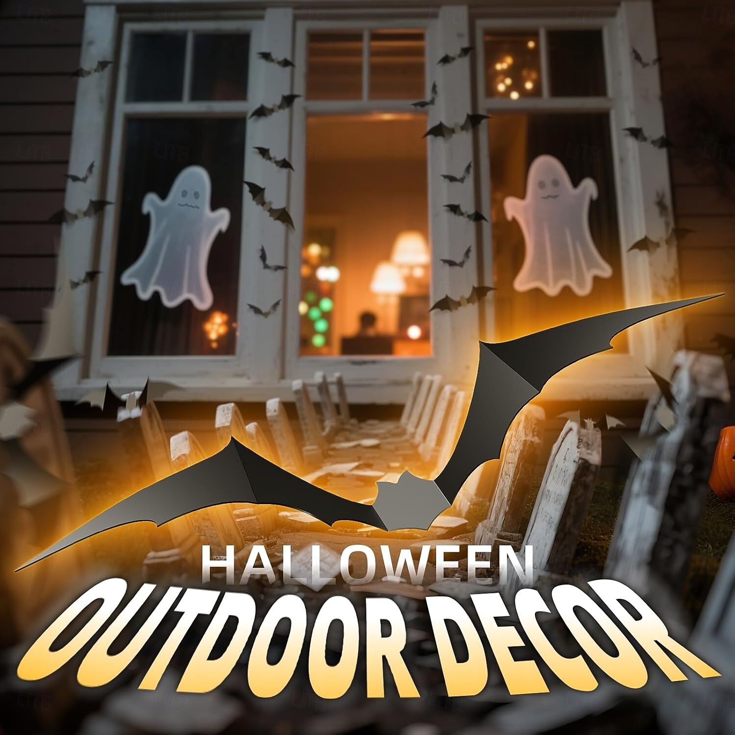 140 ks halloweenských 3D nástěnných dekorací s netopýry, strašidelné samolepky na halloweenskou párty, samolepky na zeď s netopýry, roztomilá halloweenská dekorace do interiéru, do ložnice, koupelny, 2025 - $7.99 –P2