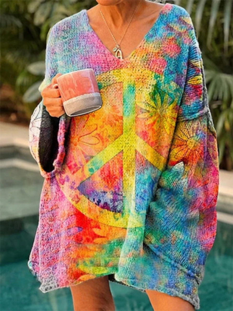 Femmes Pull Occasionnel Doux Fleuri Graphique Côtelé Col en V Tricoté Imprimé manche longue Hauts Longs Tricoter Extérieur Quotidien Week-end Jaune Vin Printemps Automne de 2025 ? $28.99 –P1
