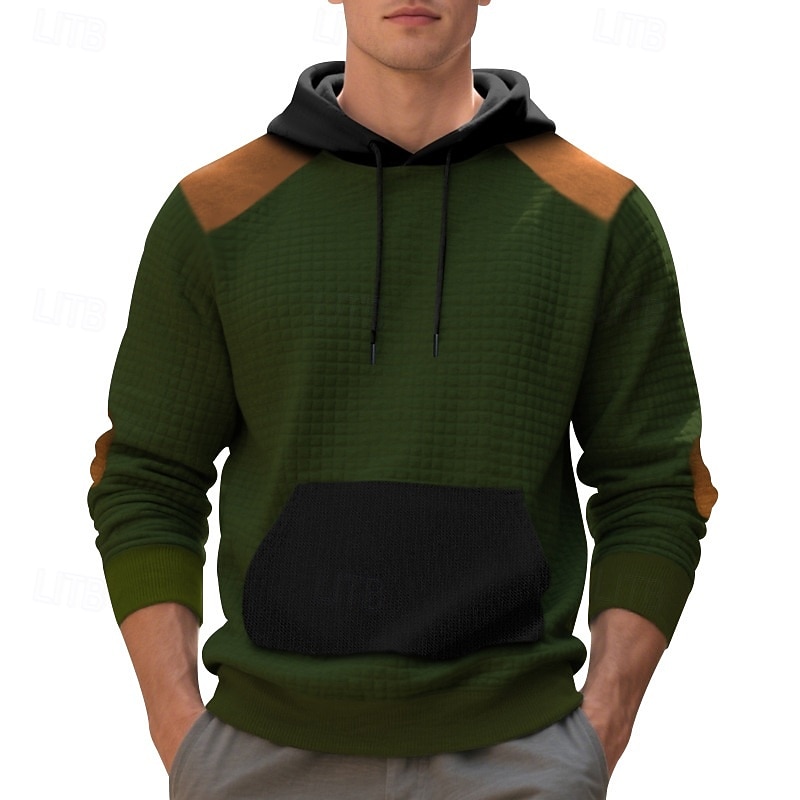 Hombre Sudadera Sudadera con capucha y diseño de gofres Sudadera Con Capucha Negro Verde Ejército Caqui Gris Con Capucha Plano Retazos Bloque de Color Deporte Casual Diario Ropa de calle Fresco Ropa 2025 - $18.99 –P4