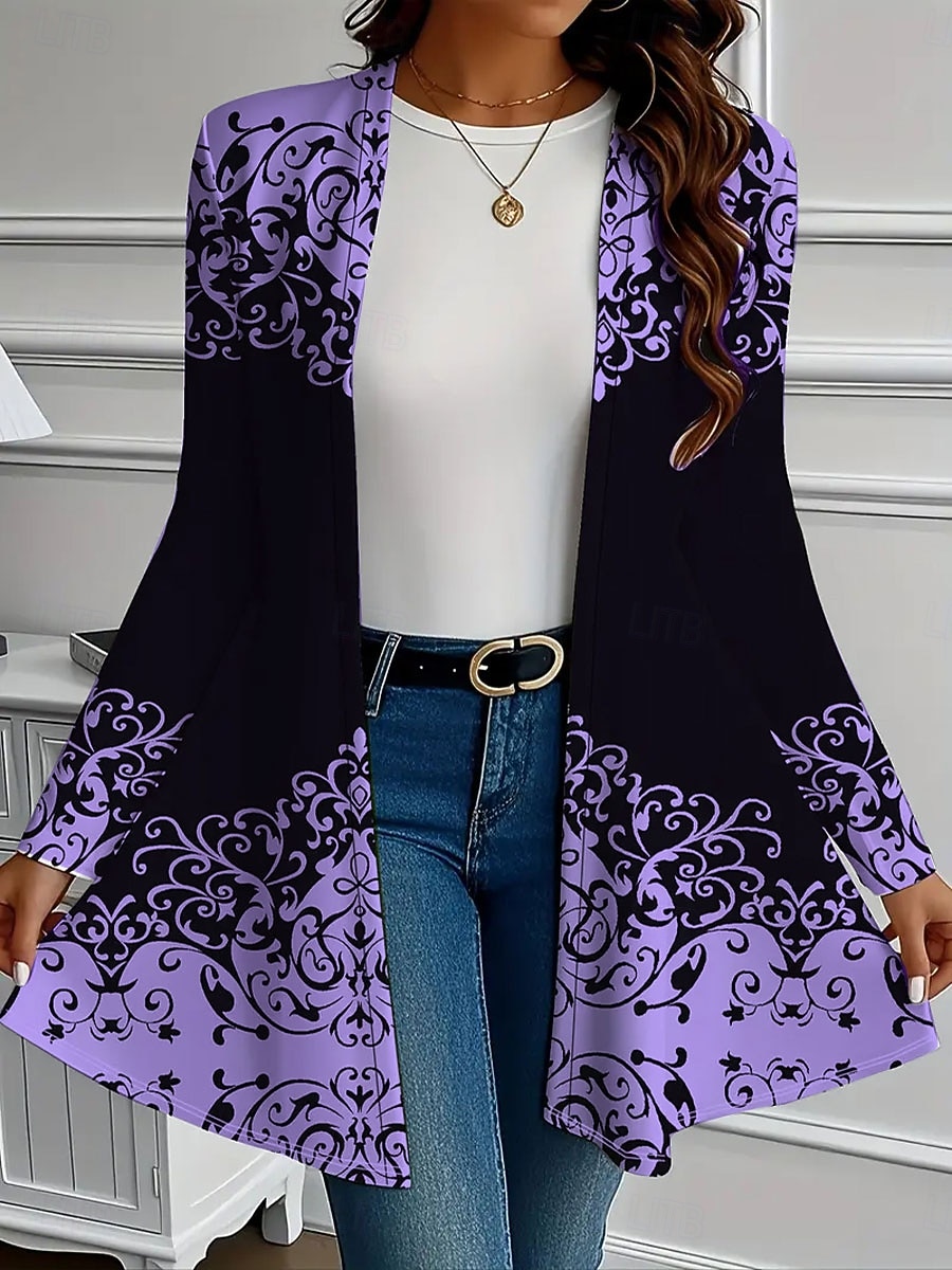 Femmes Manteau d'Hiver Trench Léger Confortable Imprimé Front ouvert ancien Mode Occasionnel Fleuri Vacances Occasionnel Long Sans Col Coupe régulière manche longue Vêtements d'extérieur Blanche Rose de 2025 ? €20.99 –P6