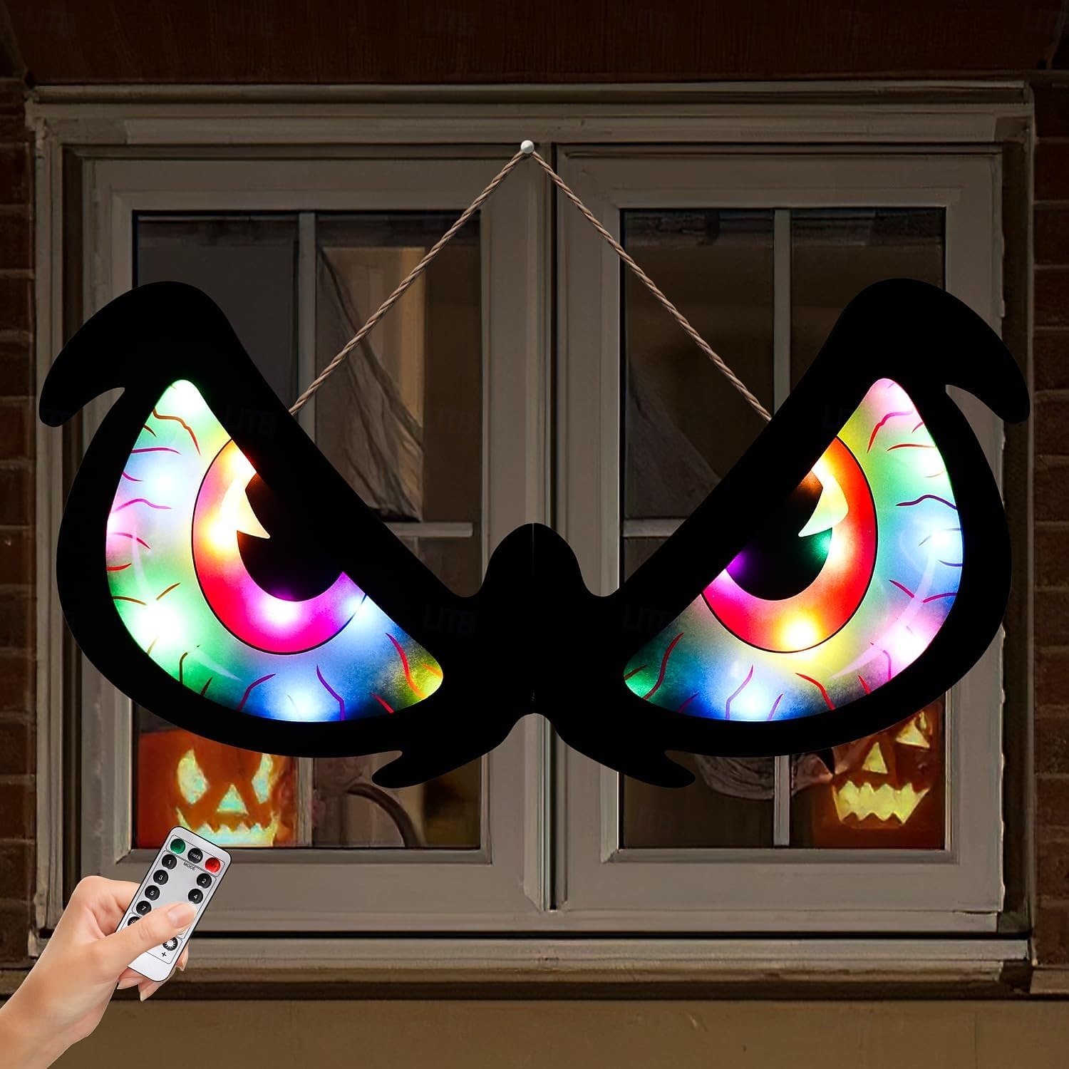 Halloween Decorations Spooky Eyes Lights 21 Inch Large Wooden Halloween Window Eye Lights with 8 Color Modes and USB/Battery Operated for Home Wall Window Trees Halloween Decor 2025 - $29.99 –P9
