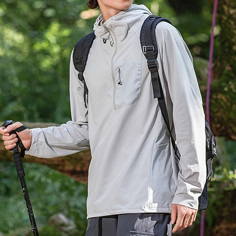 Men's Hiking Shirt UV Protection Shirt Long Sleeve Top Outdoor UV Sun Protection Quick Dry Breathable Spring Autumn / Fall Polyester Dark Grey Light Grey Green Tennis Camping / Hiking / Caving Running 2026 - $41.99 –P5