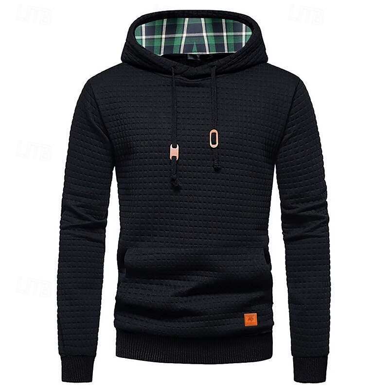 Homens Moletom Moletons Waffle Moletom com capuz Preto Branco Cinzento Com Capuz Tecido Patchwork Bloco de cor Textura Desportos e Ar livre Casual Diário Poliéster Roupa de rua Legal Roupa de Esporte de 2025 por $23.99 –P3