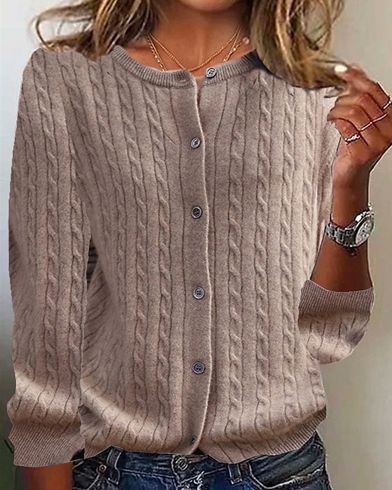 Femmes Pull Cardigan Mode Streetwear Quotidien Couleur Unie Côtelé Ouvert devant Tricoté manche longue Hauts Réguliers Tricoter Fête Sortir Week-end Noir Vin Automne Hiver de 2025 ? $25.99 –P5
