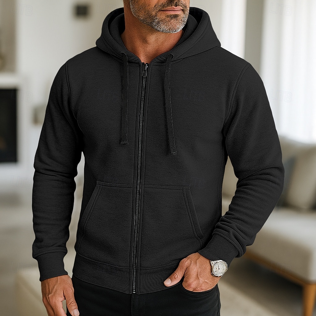 Per uomo Felpa con cappuccio Felpa con cappuccio a zip intera Rosso bordeaux Nero Blu marino Grigio chiaro Grigio scuro Con Cappuccio Semplice Con zip Sport & Outdoor Casuale Quotidiano Streetwear del 2025 a $17.99 –P5
