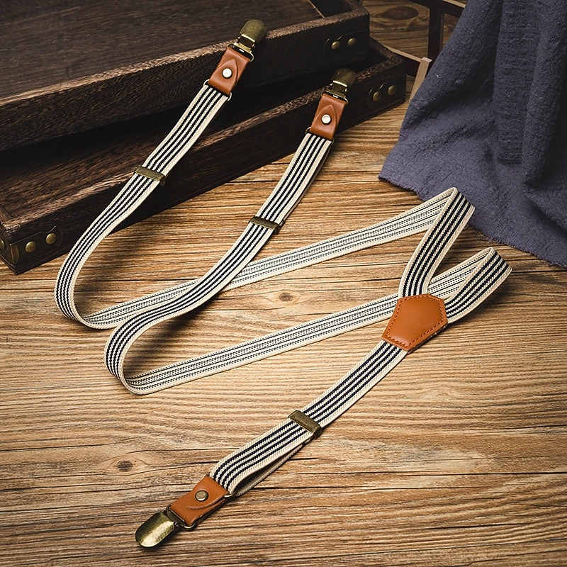 Men's Suspenders Fashion Polyester Alloy Adjustable Stripes Beige Daily Formal Evening Waist Belt 2026 - $11.49 –P3