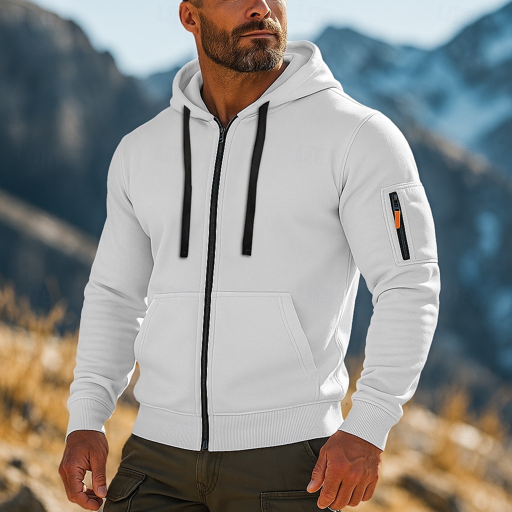 Per uomo Felpa con cappuccio Felpa con cappuccio e zip corta Felpa con cappuccio in pile Felpa con cappuccio tattica Nero Bianco Verde militare Rosso Borgogna Con Cappuccio Semplice Cerniera del 2025 a $23.99 –P14