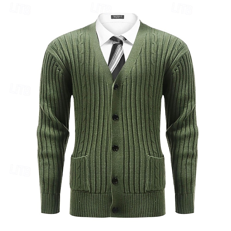 Herren Pullover Kleid Pullover Strickjacke Strickpullover Zopfmuster Stricken Normale Oberteile Gestrickt Gerippt Einfach V Ausschnitt Urlaub Mode Lässig Alltagskleidung Bekleidung Herbst Winter Grün 2025 - $41.99 –P3