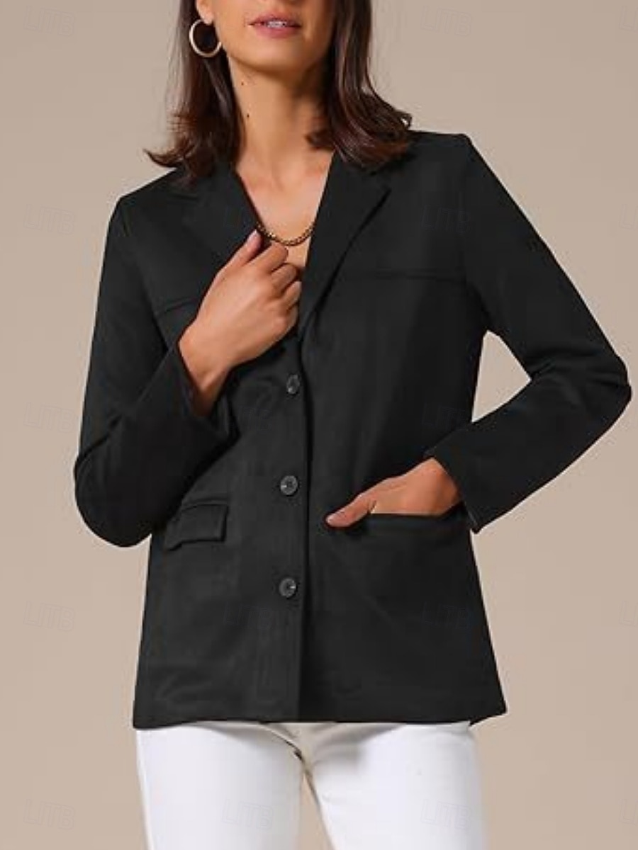 Femmes Veste Décontractée Confortable Respirant Boutons ancien Occasionnel Uni Vacances Rue Occasionnel Tenue quotidienne Simple Boutonnage Régulier Col Rabattu Coupe régulière manche longue de 2025 ? $33.99 –P11