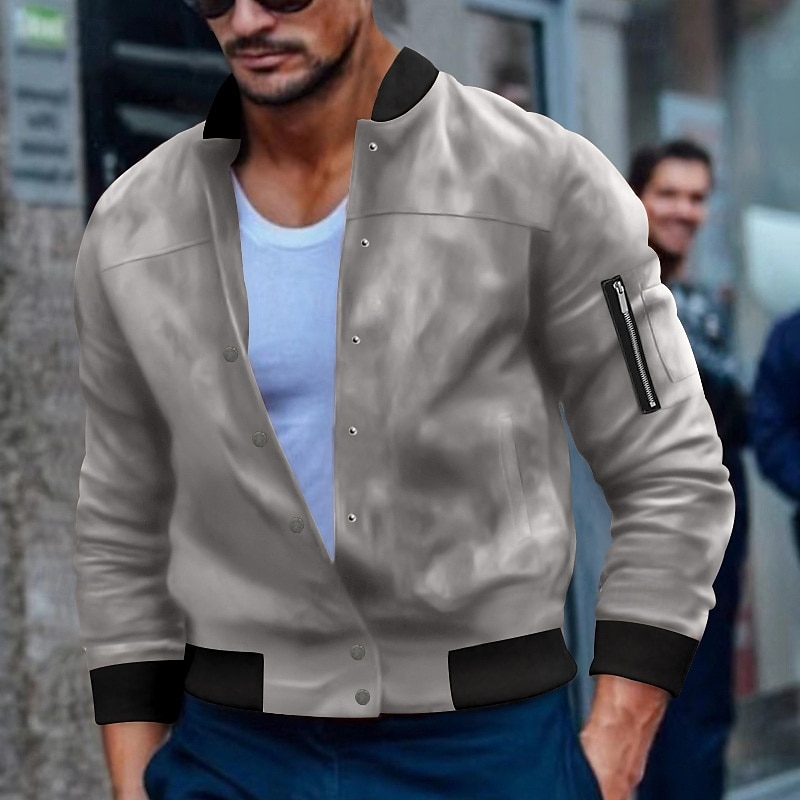 Per uomo Giubbotto bomber Giacca Casual Giacca in camoscio Vacanza Quotidiano Caldo Tasca Autunno Inverno Semplice Moda Classico Collo alla coreana Regolare Nero Rosso Blu marino Marrone Verde Giacca del 2025 a $36.99 –P14