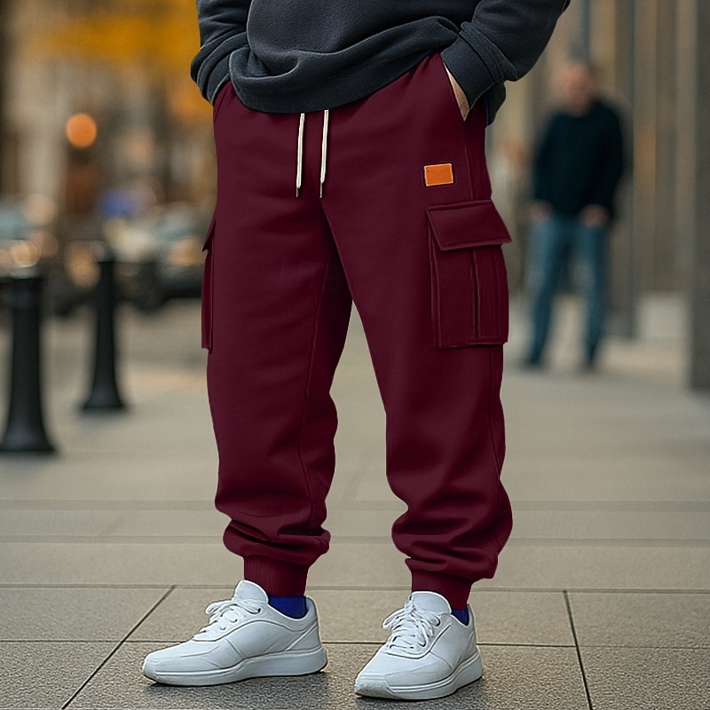 Ανδρικά Αθλητικές Φόρμες Παντελόνι Fleece Τζόγκκερ Παντελόνια Φορτ παντελόνι Cargo Κορδόνι Ελαστική μέση Πολλαπλή τσέπη Σκέτο Ύγρανση Αναπνέει Πλήρες μήκος ΕΞΩΤΕΡΙΚΟΥ ΧΩΡΟΥ Causal Καθημερινά 2025 - $22.99 –P3