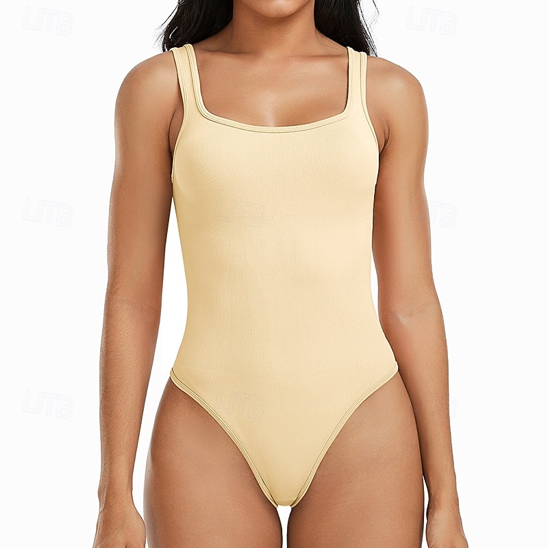 Dam Träningsdräkt One Piece Romper Ensfärgat Kroppsdräkt risvit Svart Gym Träning Löpning Andningsfunktion Magkontroll Ärmlös Sport Sportkläder 2025 - $17.99 –P14