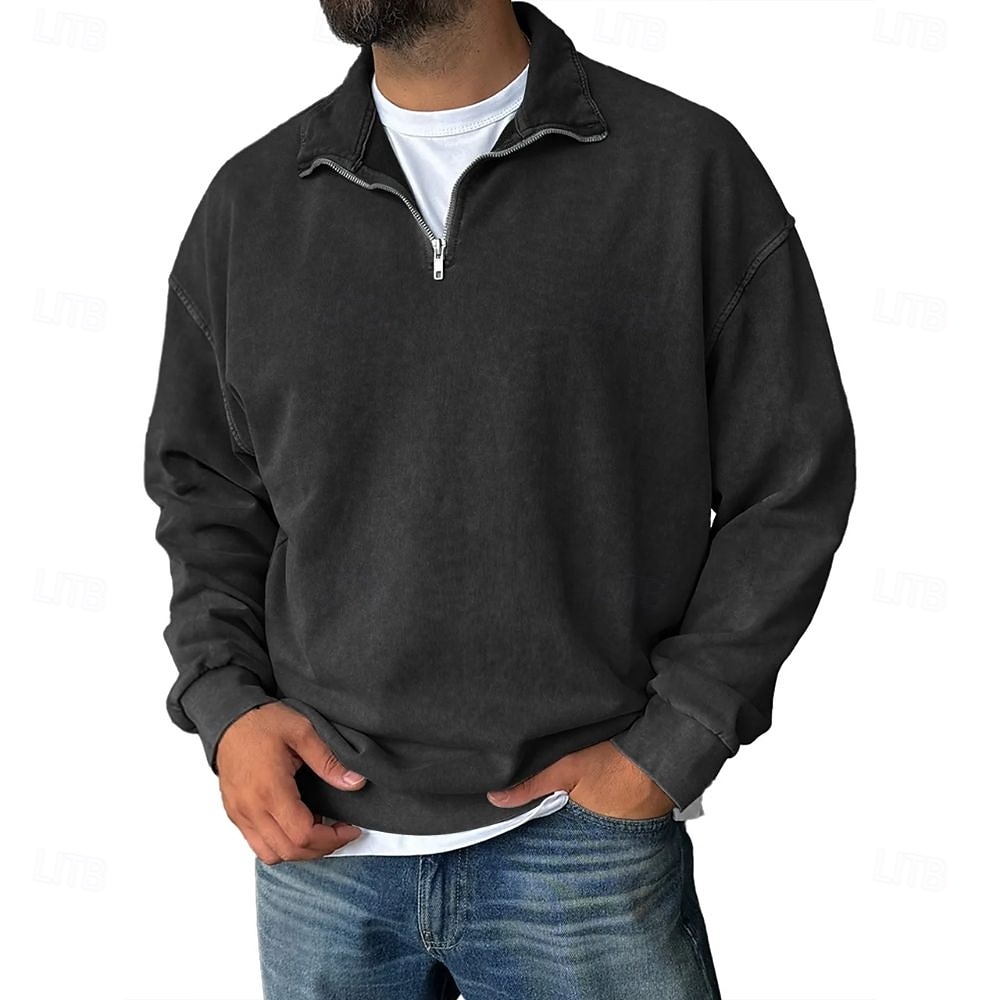 Herren Sweatshirt Viertelreißverschluss Sweatshirt Schwarz Wein Armeegrün Marineblau Purpur Halber Reißverschluss Einfach Halber Reißverschluss Täglich Ferien Ausgehen Polyester Vintage Streetwear 2025 - $41.99 –P4