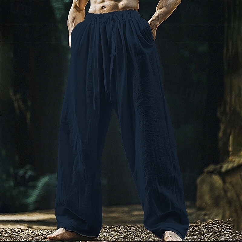 Férfi Vászon nadrág Nadrág Nyári nadrág Strand nadrág Zsinór Zseb Rugalmas derék Sima Mokaszinok Légáteresztő Vakáció Napi Szabadság Hawaii Boho Fekete Fehér 2025 - $20.99 –P6