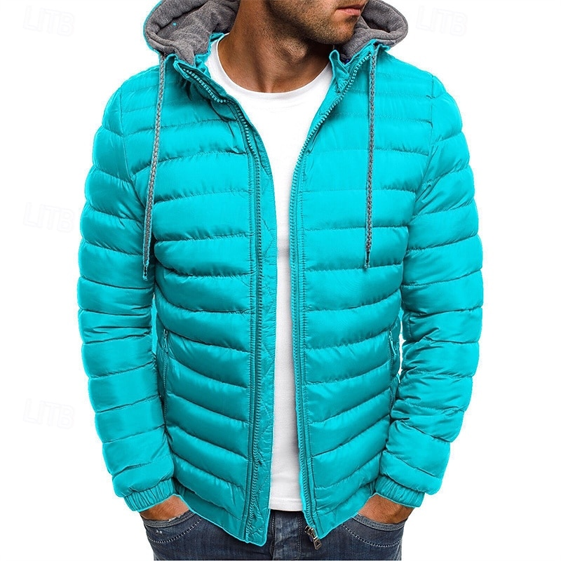 Herr Vinterkappa Pufferjacka Vadderad jacka Ficka Polyester Semester Dagliga kläder Datum Normal Mode Ledigt Bekväm Håller värmen Vinter Enfärgad / vanlig färg Svart Röd Marinblå Blå Pufferjacka 2025 - $29.99 –P7