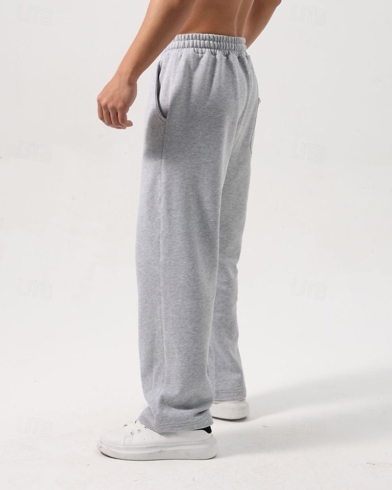 Men's Sweatpants Trousers Straight Leg Sweatpants Drawstring Pocket Elastic Waist Plain Comfort Sports Outdoor Daily Fashion Casual Black White Micro-elastic 2026 - $21.99 –P14