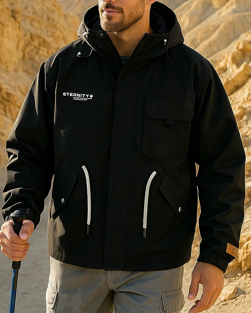Herren Softshelljacke Wanderjacke Hardshelljacke Außen Wasserdicht Winddicht Wanderoutfits Wanderbekleidung Frühling Herbst Jacke Jagd Klettern Laufen Einfarbig Schwarz Armeegrün Khaki 2025 - $46.99 –P1