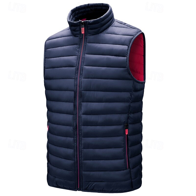 Herren Steppweste Weste Gilet Urlaub Täglich Date Mode Lässig Winter Tasche Polyester Warm Bequem Einfarbig Reisverschluss Stehkragen Normale Passform Schwarz Wein Armeegrün Dunkelblau Weste 2026 - $43.99 –P12
